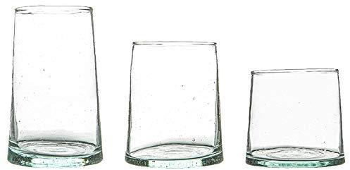 Nicola Spring 18pc Merzouga Recycled Glassware Set - Clear Glass - Sustainable Hand-Blown Moroccan Tumblers & Highball Glasses for Juices, Cocktails, Water, Home, Bar, Dining Table, Eco-Friendly Gift