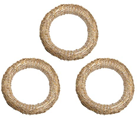 DekoPrinz® Straw Wreaths, Pack of 3, 30 cm Diameter, 5 cm Thick, Straw Romans, Door Wreath, Decorative Wreath, Blank Wreath, Straw Ring