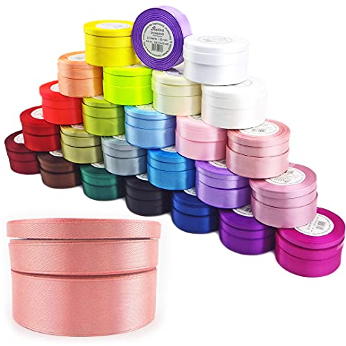 Sepkina Satinband Schleifenband Dekoband Band Bastelband Geschenkband Nähband Zierband Satin Rosa Altrosa 25mm 0,32€/M (Alt-Rosa, 25)