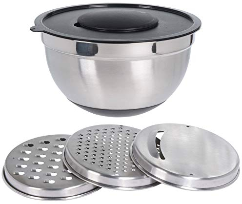 Excellent Houseware Bol en acier inoxydable avec jeu de râpe, Ø 27 cm