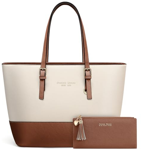 Jocose Moose Damen Handtasche Schultertasche, Vintage Leder Tasche Shopper Groß für BüRo Schule Einkauf, Geschenk mit Einer Damen Geldbörse