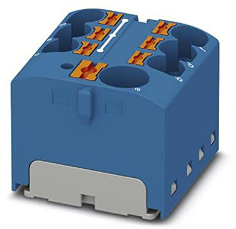 PHOENIX CONTACT PTFIX 10/6X4-G BU Verteilerblock, Intern Gebrückt, 450 V, 32 A, Anzahl der Anschlüsse 7, Querschnitt 0,2 mm²-6 mm², AWG 24-10, Breite 27,9 mm, Höhe 22,7 mm, Blau, 8 Stück