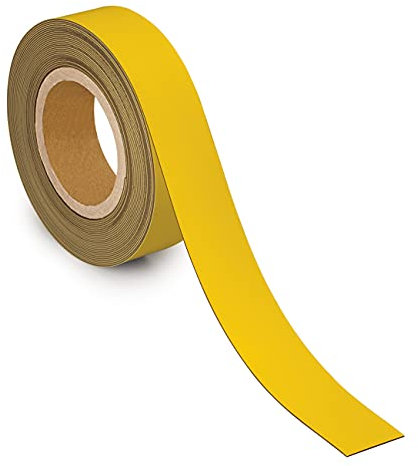 MAUL Kennzeichnungsband 40mm x 1mm | Beschriftbares Band mit magnetischer Rückseite | Vielseitig anwendbar in Büro, Werkstatt, Lager und Küche | Individuell zuschneidbar | 10m Länge | Gelb
