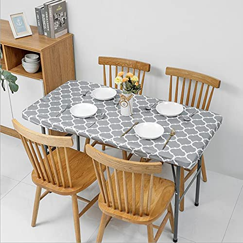 QSDGFH Elastische Vinyl-Tischdecke, Flanell-Rückseite, Rechteckig, Wasserdicht, Abwischbar, Für Outdoor, Picknick, Camping, Partys