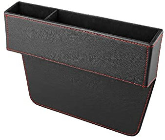 MoreChioce Car Seat Gap Organiser, Multifunctional PU Leather Front Seat Storage Box Universal Car Seat Gap Storage Box Console Seat Side Pocket for Wallet Phone Key Card Driver License,Black