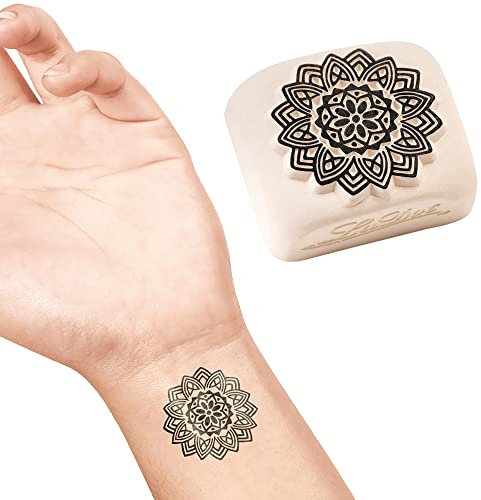 LaDot Tattoo für Kinder und Erwachsene, temporäre hautfreundliche fake Tattoos, Tattoo-Stempel ohne Nadeln für Körper und Arm, wasserfest, Keramikstempel Mandala