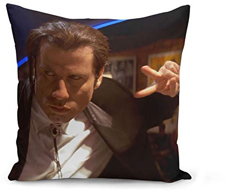 French Unicorn John Travolta Kissenbezug, Motiv: Tanz, Rock'n'Roll, Pulp Fiction, Komödie, Schwarz, Film (40 x 40 cm)