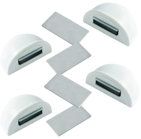 Tope puertas suelo con iman blanco - Topes para puertas suelo con iman 4 unds - Tope puerta magnetico adhesivo - Sujeta puertas suelo - Retenedor puerta iman magnetico