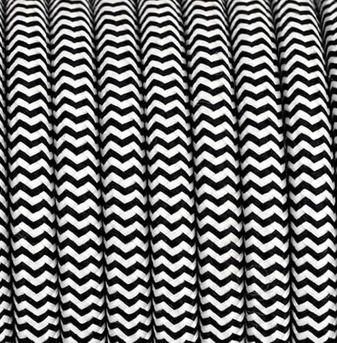 3 Meter 2 - adrig Textilkabel Stoffkabel Pendelleitung Lampenkabel Textile Cable 2x0,75 2G0,75 Schwarz-Weiß 40