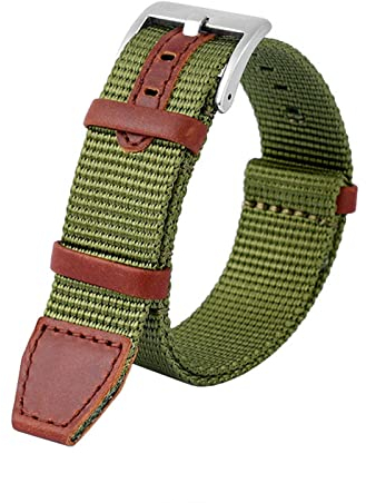 AEMALL Nylon-Armband für Hamilton H69439931 H69439411 Armband 20 mm 22 mm Marke Freizeit Uhrenarmbänder (Farbe: Armeegrün Silber, Größe: 22 mm)