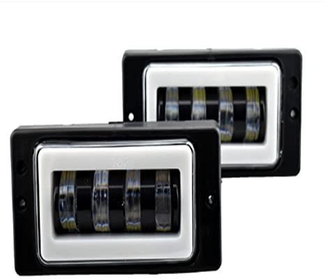 DENJAY Abdeckung für Nebelscheinwerfer 1 Paar Fahrlichter Weiß Bernstein Angel Eyes Nebelscheinwerfer Für Lada 2110-2117 Kamaz Niva Chevrolet Für Vaz 2114 Van DRL (Farbe : 2pcs white, Größe : 1 UK)