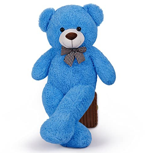 SNOWOLF Orsacchiotto gigante da 120 cm, grande peluche giocattolo orsacchiotto bambola per bambini ragazza (blu)