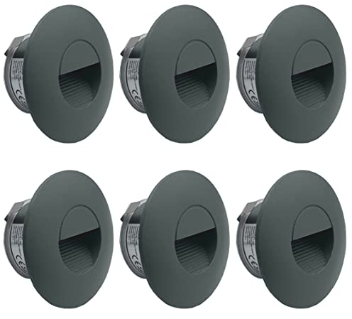 LIGHTWORLD24 Welt der Lichter LED Treppenbeleuchtung Treppenleuchte Wand Einbauleuchte GRAU Einbaustrahler Treppenlicht Flurleuchte Nachtlicht 2W Neutralweiß 6er SET