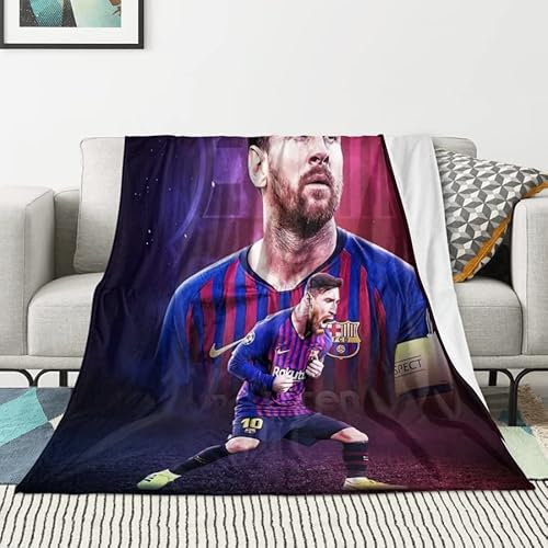 FNGEEN Decke Lionel Messi FC Barcelona Weiche und flauschige Flanelldecke 127 x 152 cm