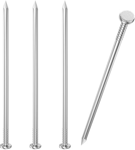 VGBUY 20PCS Stainless Steel Hardware Nails, 5 Inch Flat Head Nails for Hanging Pictures, Picture Hanging Nails, Long Nails, Wall Nails, Wood Nails, Finishing Nails, VG40111