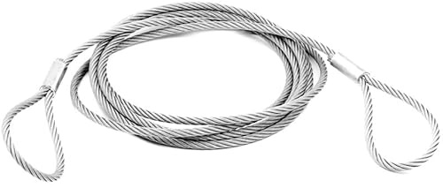 ALFA LOGISTIK Stahlseil 6mm Durchmesser 1m Länge - Stahlseil mit Ösen - Drahtseil mit Ösen - Stahlseil mit 2x Schlaufen - Seil