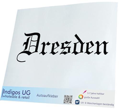 INDIGOS UG Auto Aufkleber Auto - 400x120 mm - Stadt Dresden - schwarz - Selbstklebender Sticker für Auto, Fenster, Bus oder LKW