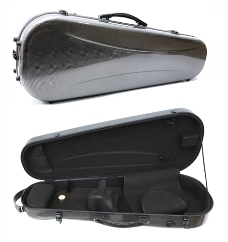 Vetimobato Viola-Koffer, verstellbare Größe, 38,1–43,2 cm, Karbonfaser, hart, stark, leicht, 15,5 Box (38,1 cm - 41,9 cm, dreieckiger Violakoffer, 2 Bogenhalter)