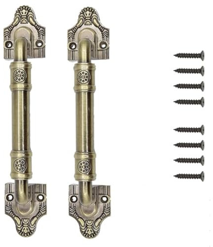 HSEANHM Poignée de porte de grange coulissante - Quincaillerie pour portail de jardin en bois, abri de jardin, porte d'armoire, grande poignée de porte en bois antique - Poignée de porte vintage (2