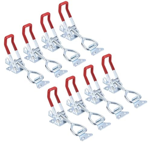 sourcing map 8 Pack Adjustable Toggle Clamp, Metal Pull Latch Clamp, 4003 Style Quick Release Pull Latch Toggle Clamp, for Cupboard Box Trunk Case, Red Not Include Screw