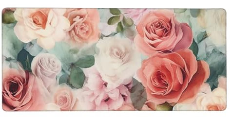 Grand tapis de souris de couleur pâle, couleur pâle, mélange de roses, tapis de souris de jeu étendu imperméable et antidérapant, tapis de clavier pour bureau et maison, 35,5 x 40,6 cm