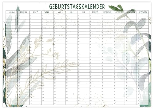 OWLBOOK® Geburtstagskalender Jahresunabhängig in DIN A3 Geburtstagskalender Immerwährend Geburtstagsplaner Jahreskalender Familienplaner Euka Design Papier