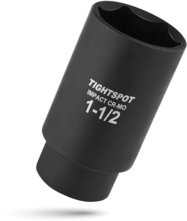 Tightspot 1 2 Inch Drive 1 1 2 Inch Deep Impact Socket with Anti Rounding 6 Point Design, Heat Treated Crmo Steel