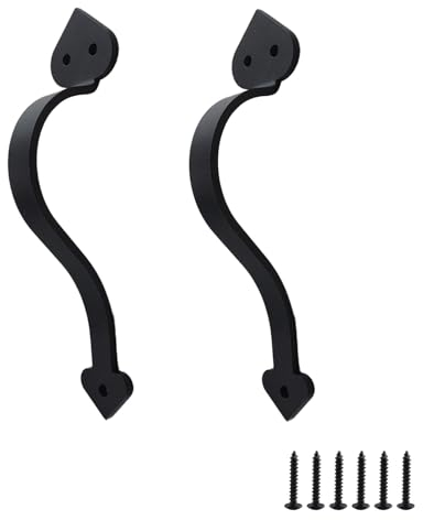 0XBIT Maniglia Porta Scorrevole Nero, 2 Pezzi Maniglia per Porta in Ghisa Antica 23 cm, Fienile Maniglie per Porte, per Cancelli, Cancelli di Recinzione e Porte Scorrevoli