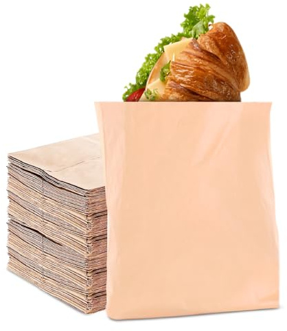 Eco-Friendly Brown Sandwich Paper Bags – Kraft Greaseproof Bags for Food, Takeaway & Retail – Sandwich and Snack Packaging - 10x10inch 200 Pack