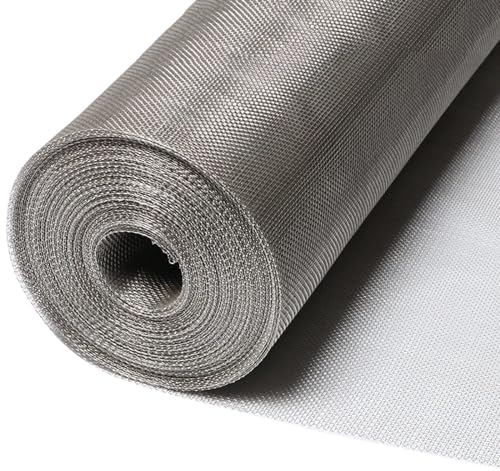 Yoeoefuo Metallgitter Drahtgitter Feinmaschig 12 Mesh 304 Edelstahl Drahtgeflecht Wire Mesh 1x5m 1x10m 1x15m GitterRolle Maschendraht Metall Fliegengitter Filterschutz Gitterzaun(Size:1x15m)