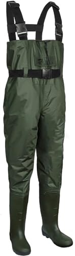 Croch Fishing Chest Waders with Boots Waterproof and Breathable Waders for Men and Women, Sizes EU 38-47/UK 5-14 (Green, UK8 / EU41)
