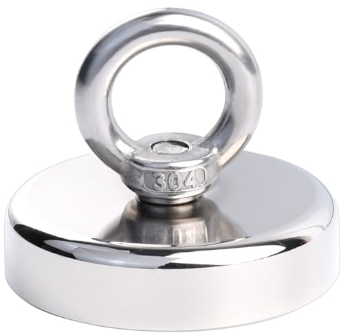 MIN CI 60mm Magnet Sehr Stark, 160KG(353lbs)Neodym Magnete Extra Stark Groß Magnet mit Öse Magneten Runde Starkmagnet Magnet Hake Magnete mit Loch Ösenmagnet zum Schließfächern Kreuzfahrt