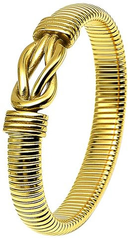 JewelryWe Infinity Armreif Elastisch Armband: 12mm Breit Gold Edelstahl Chunky Unendlichkeitszeichen Stretch Armband Retro Hip Hop Punk Dick Armspange Manschette für Herren Damen