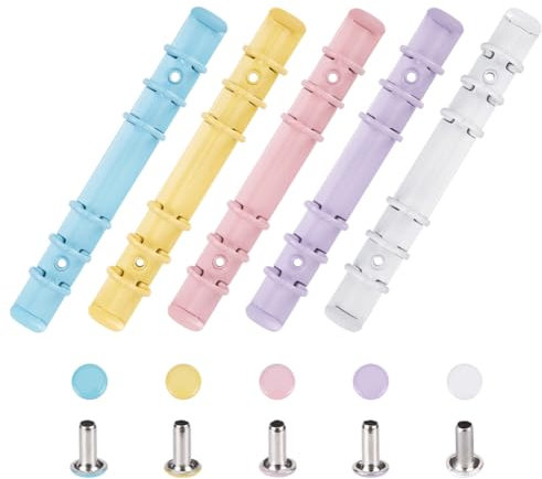 GORGECRAFT 5 Stück Sechs Ring Binder Clip Bunt Metall Eisen O Mechanismus Ersatz Für Briefe Lose Blätter Binderücken Kämme Runde Ringe Clips Ordner Zum Erstellen von Ordnern DIY Tagebücher Notizbücher