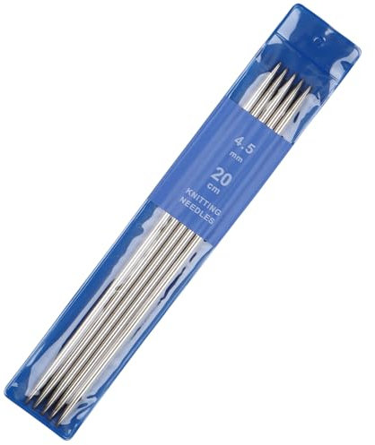 Coopay 5 Stück Nadelspiel 4,5 mm Stricknadeln Set, 20 cm Länge Edelstahl Stricknadeln für Socken, Schals, Mützen, Haustier, Pullover, Sockennadeln 4,5 mm