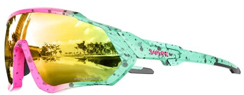 KAPVOE Polarisiert Fahrradbrille Uv400 Schutz TR90 Rahmen Sportsonnenbrille Sportbrille für Herren Damen Sport Radfahren MTB Radbrille Fahren Radsport Laufen 10