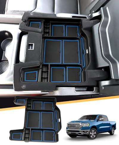 LFOTPP für Do*dge RAM 1500 MK5 2019-2023 2024 2025 Mittelkonsole Organizer, Ram 1500 Zubehör Mittelarmlehne Aufbewahrungsbox Original, Armlehne Tray Handschuhfach (Blau)