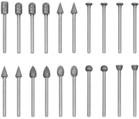 20 PCS Fraise Carbure, Jeu de Fraises Dures Rotatives, Fraises Rotatives Compatible avec Dremel, Outil Rotatif avec Tige de 1/8’ pour la Gravure, Polissage des Métaux, Perçage