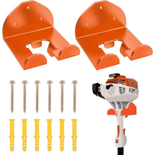 Weedeater Hanger, Garage Organizer Trimmer Rack, Weed Wacker Holder, Weed Eater Holder Wall Mount for Grass Trimmer, Hedge Trimmer, Garage Trimmer Garden Tools - 2 Pack