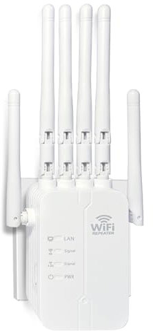 Potente Repetidor WiFi, Amplificador Señal WiFi, con 2 Puertos ethernet, 6 Antenas, Extensor WiFi/Router/Repetidor/Ap Modo, Amplificador WiFi Largo Alcance Compatible with All WiFi Devices