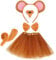 5 Pcs Mouse Costume Set for Kids Adult, Brown Mouse Costume Headband Nose Tail Bow Tie and Tutu Skirt, Animal Costume Kit Accessories for Carnival Halloween Celebration World Book Day Fancy Dress Up
