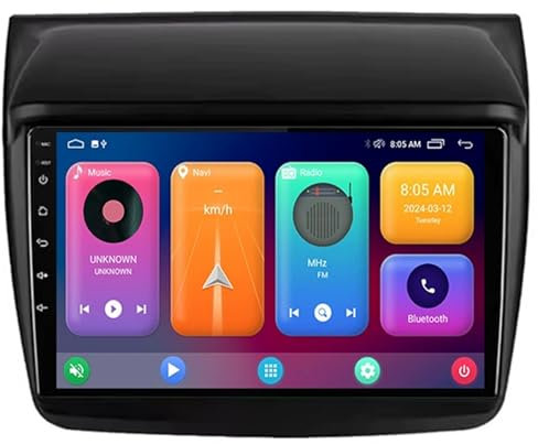 Android 13 Estéreo de Coche 9'' HD Pantalla Táctil para Mitsubishi L200 2008-2016 con CarPlay Android Auto Navegación Bluetooth WiFi FM USB Pantalla dividida Mandos del Volante y Cámara Trasera(8+128G