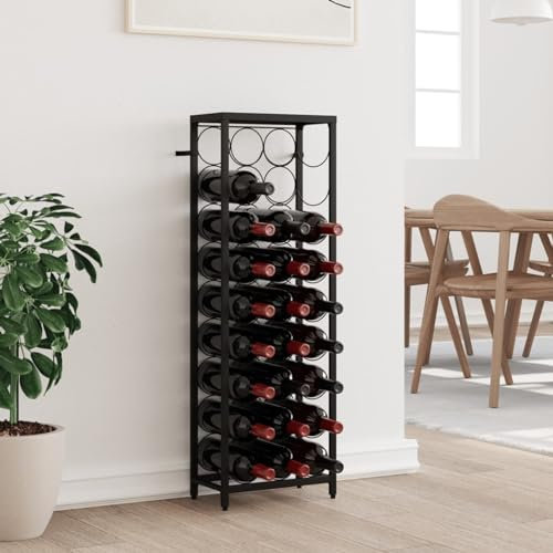 Lechnical Portavini da 27 Bottiglie Nero 34x18x100cm in Ferro Battuto,Portavini,Porta Bottiglie da Vino,Portavini Moderno -358365