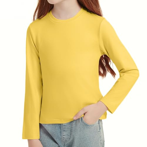 Girls Long Sleeve T-Shirt Soft Plain Crew Neck Top 4-14 Years | Casual Basic Lightweight School Uniform Daily Wear Classic Outdoor Tee Shirt for Kids