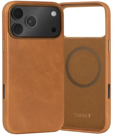 TORRO Case Compatible with iPhone 17 Pro 6.3 2025 - Premium Leather MagSafe Compatible, Slim Bumper Case (Light Brown)
