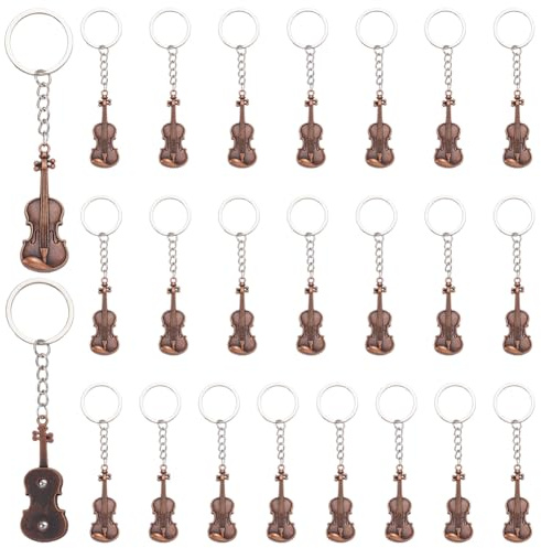 PLIGREAT 24 portachiavi per violino 11,3 cm strumento musicale portachiavi portachiavi in metallo ciondolo per borsa accessori per uomini e donne borse