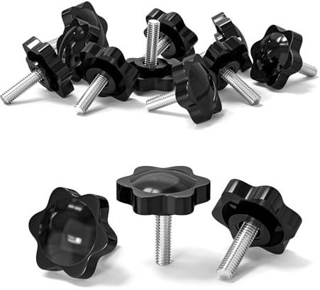10 Pcs M6 Screws, M6 x 20mm Thread Star Knobs, Thumb Screws, Plastic Hex Shaped Clamping Knob Handle Hand Tightening Screw Knob for Umbrella Base Replacement