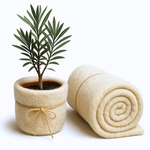 UNIGARDIA Öko-Schafwollmatte 350 g/m², Winterschutz für Pflanzen, 50x500 cm | 100 % Bio-Schafwolle, Wintervlies für Kübelpflanzen, Schneckenschutz, biologisch abbaubar