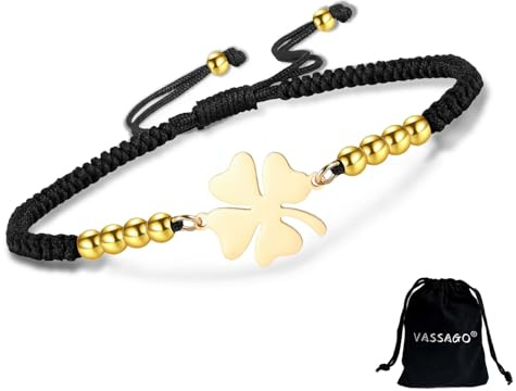 VASSAGO Bracelet trèfle à quatre feuilles en acier inoxydable pour femme - Bracelet porte-bonheur en forme de trèfle à quatre feuilles - Bijoux tendance - Cadeaux pour femme