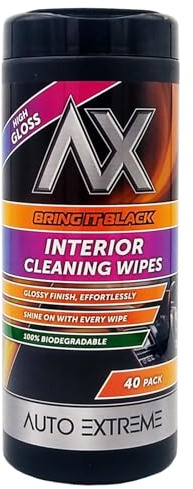 YSAMAX Black Interior Cleaning Wipes, High Gloss, Car Dashboard & Trim Cleaner, Shine & Protect, Perfect for Cleans Away Dust, Dirt, Fingerprints & Smudges, (1PCS)